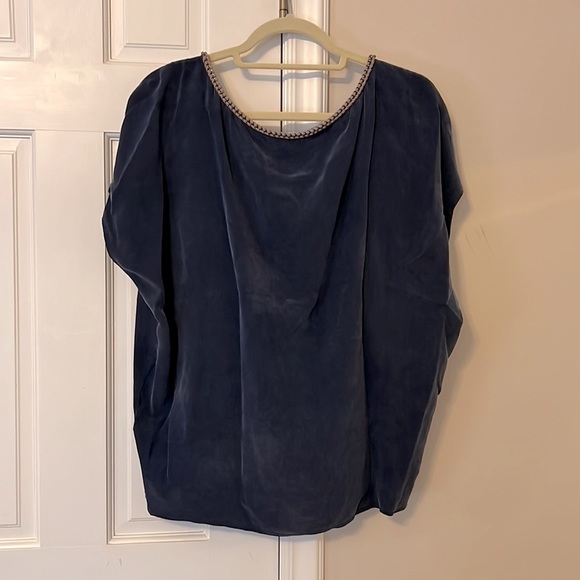 Joie Navy Blue Suede Blouse! Size M - Picture 5 of 5